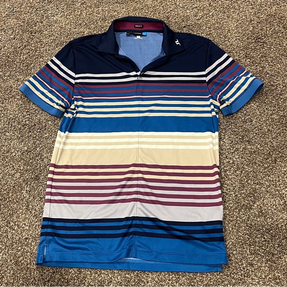 J. Lindeberg Golf Shirt Men’s Small Regular Fit Stripes polo athletic athleisure